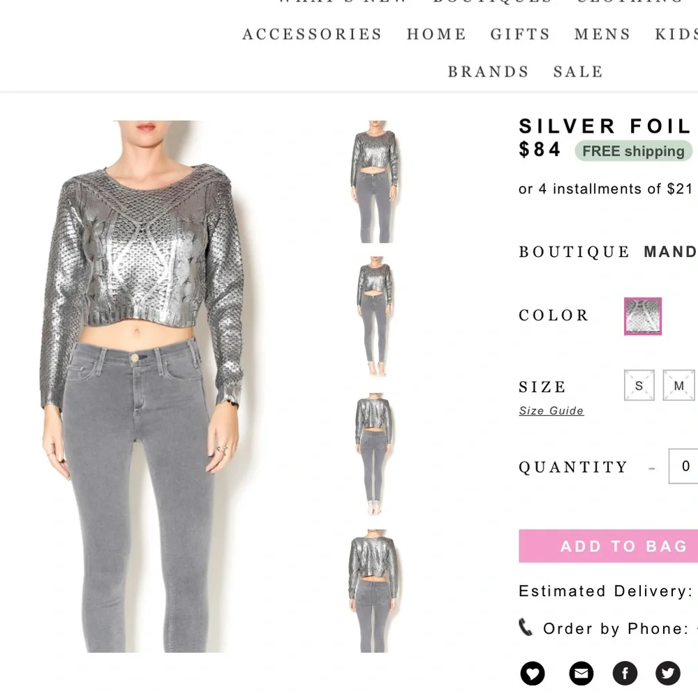 Lucy Paris Silver Foil Crop Sweater - Picture 3 of 7